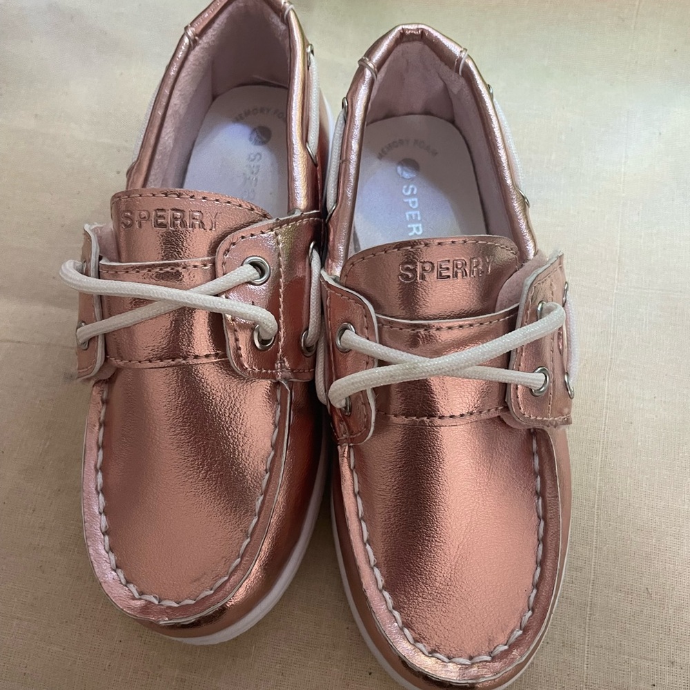 Sperry Kids' Metallic Boat Shoes - Rose Gold